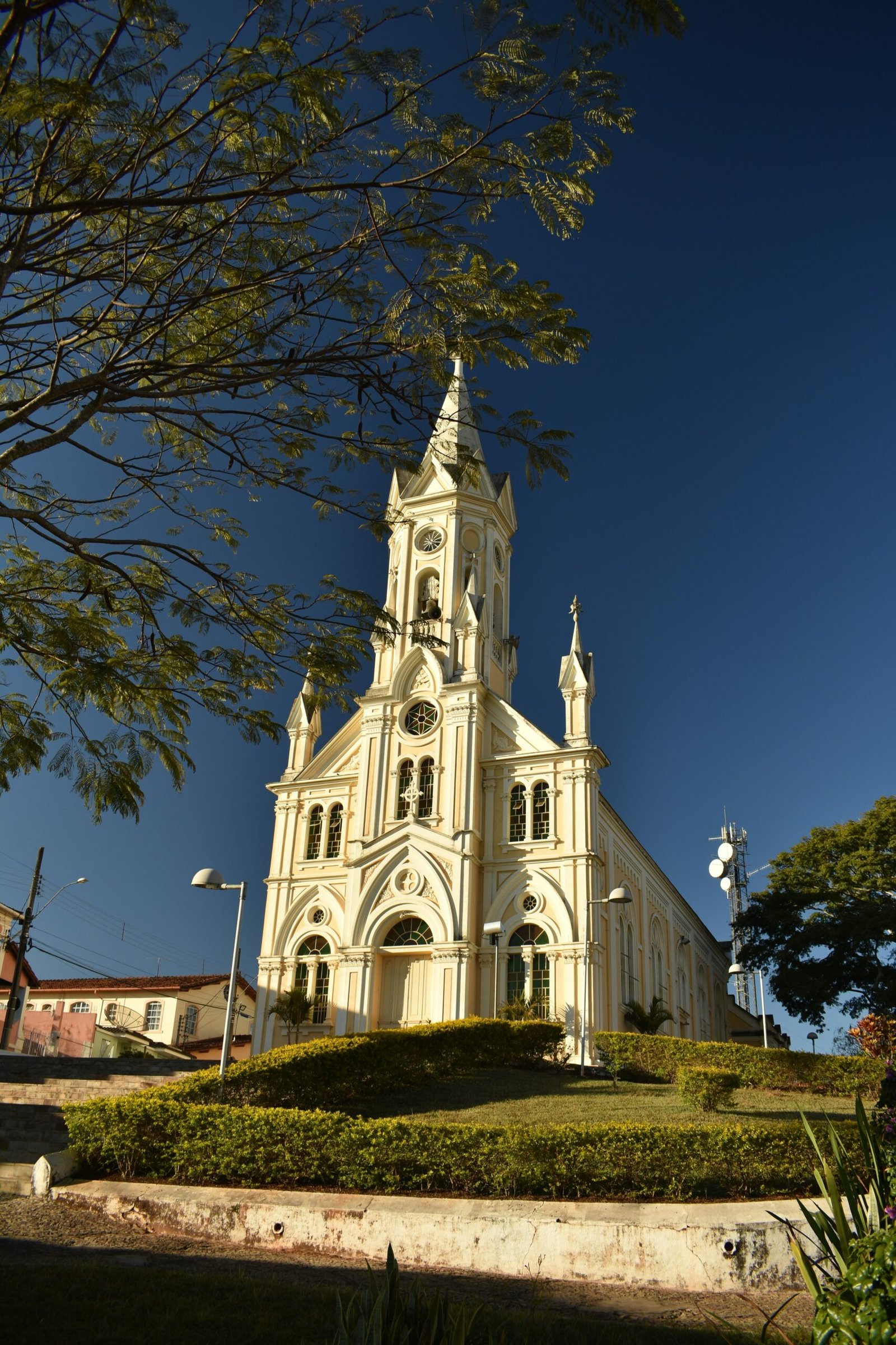 a white building with a clock tower